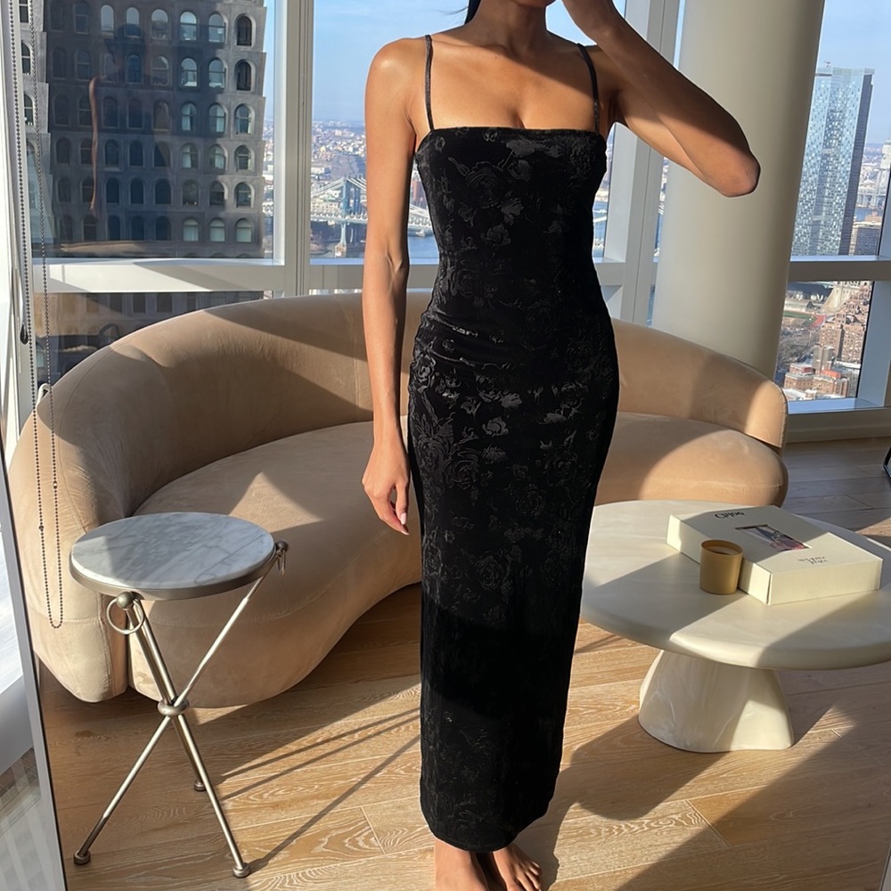 Black velvet dress
